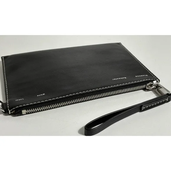 Proenza Schouler White Label Sullivan Slim Zip Pouch Wallet Card Black Leather - Picture 8 of 8